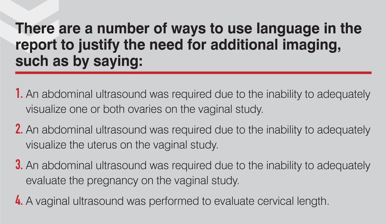 Ways to use language in the report to justify the need for additional imaging